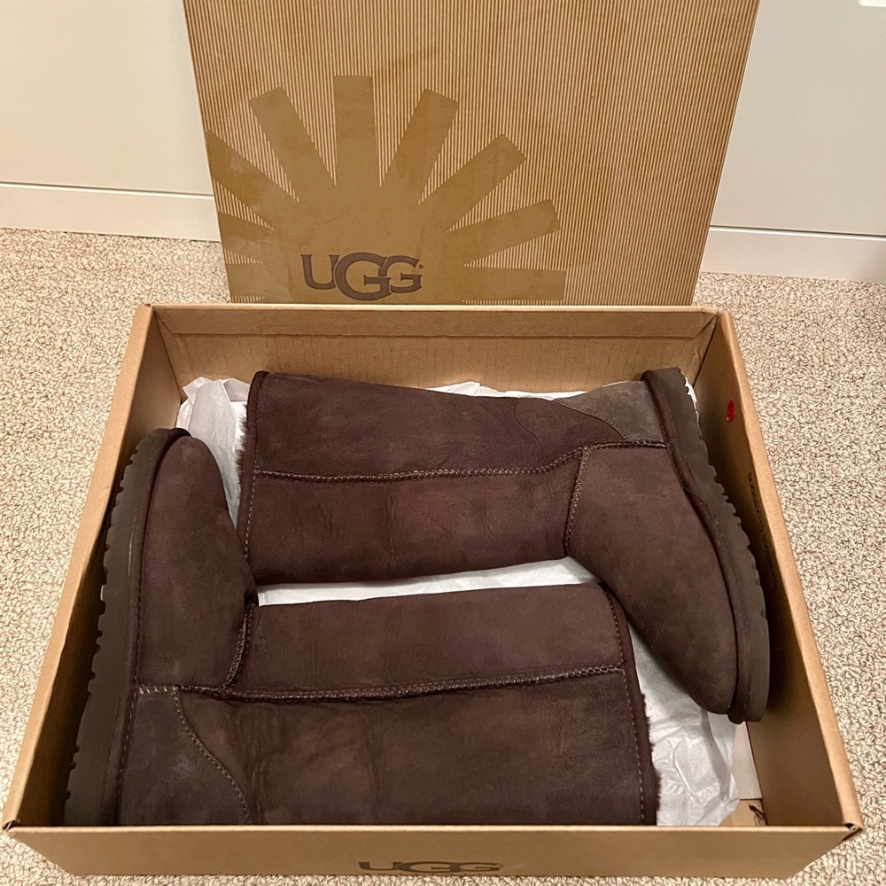 UGG Classic Tall Boot - chocolate brown. Never worn. Brand new